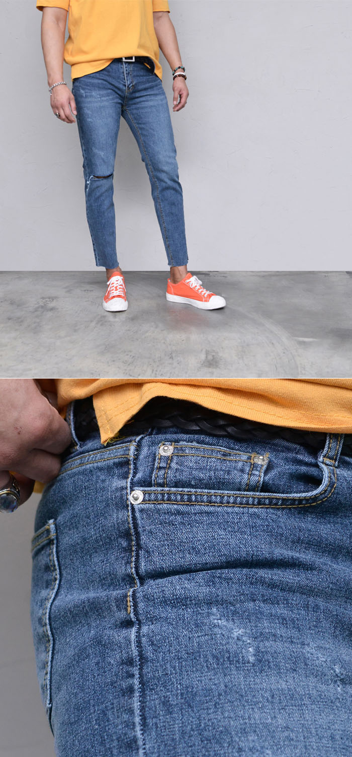 knee cut jeans mens
